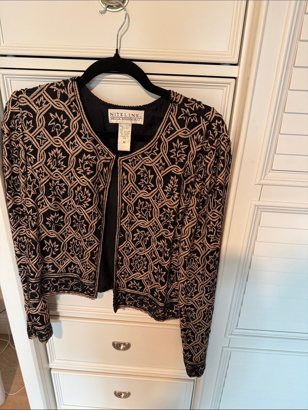 Niteline Black and Tan Patterned Women's Jacket embellished